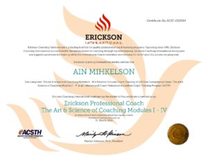 Ain Mihkelson Professional Coach Certificate
